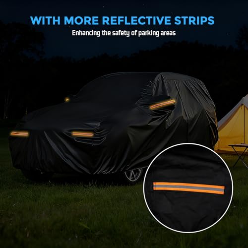 Winter Car Cover for Ford Explorer 1991-2025, Heavy Duty SUV Full Car Cover Waterproof All Weather Outdoor for Hail Snow Ice Rain Sun UV Dust Protector, with Driver Side Zipper & Reflective Strips