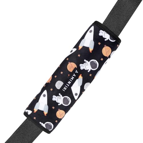 Amintiri Seat Strap Shoulder Pads for Kids, Seat Belt Cover for Children, Soft Furry Seat Belt Cushion for Travel, Cartoon Car Seat Belt Pad Cover for Boys and Girls. - color: Astronaut&Spaceship