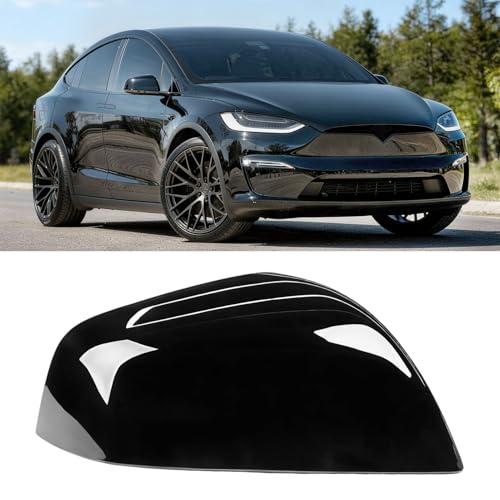 Jaronx Compatible with Tesla Model X Mirror Cover Replacement 2016-2025, Right Passenger Side Clip-on Rear View Mirror Cover Cap for Tesla Model X Accessories 1054431-00-D (Black) - color: Black, size: Right