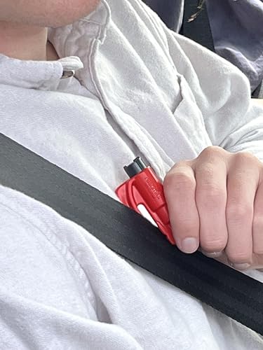 resqme The Original Emergency Keychain Car Escape Tool, 2-in-1 Seatbelt Cutter and Window Breaker, Made in USA, Family Pack of 3 - Black, Red, Yellow -Compact Emergency Hammer - color: Black, Red, Yellow