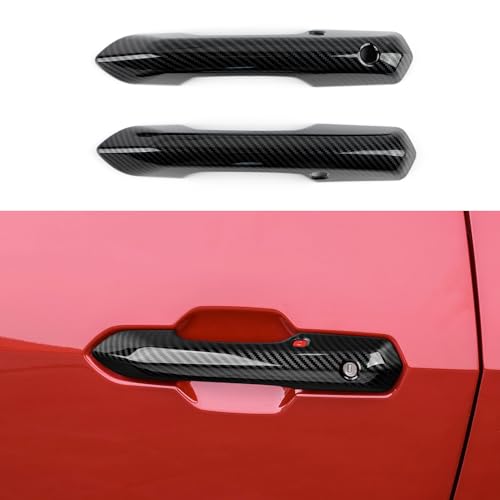 ABS Exterior Side Door Handles Decoration Trim Cover Accessories for 2024 2025 2026 Ford Mustang (Carbon Fiber Style) - color: Exterior Side Door Handles
