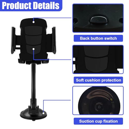 Car Phone Holder Mount, Gooseneck Long Arm Cell Phone Holder, Windshield Window, Dashboard Anti-Shake Handsfree Stand with Strong Suction Cup, Fit for Most Cellphone(Black) - color: Black