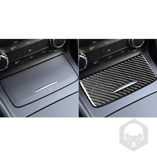 Car Center Control Cigarette Lighter Ashtrays Cover Panel Sticker Real Carbon Fiber Interior Trim Accessories Compatible with Benz CLA C117 2014-2018 GLA X156 2015-2019 Black - color: Center Control Cigarette Lighter Cover Panel