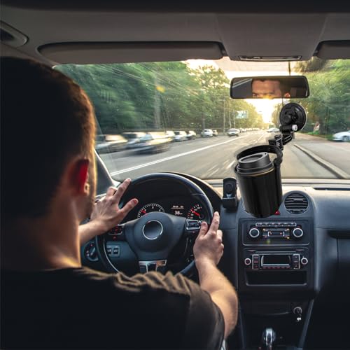 Recessed Folding Cup Drink Holder, Premium Quality Sturdy Folding Car Console Bottle Can Holder, Adjustable Automotive Drink Holder with Suction Cup, Car Accessories