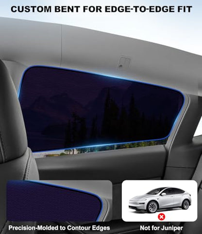 XCBYT Car Window Shades for Tesla Model Y 2020-2024 (Not for 2025 2026 Model Y Juniper) | Static Cling Rear Side Sun Shade, UV & Heat Blocking, Privacy Protection, Easy On & Off - size: Model Y(2020-2024) - 2PCS