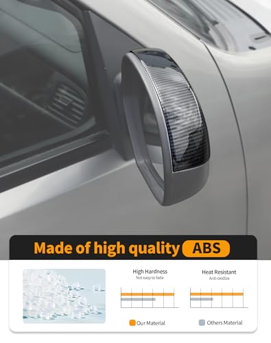 Carbon fiber Upper Mirror Caps Covers Compatible with 2007-2014 Chevy Silverado GMC Sierra Avalanche Tahoe Suburban Yukon Escalade ESV Side View Upper Mirror Cover Caps (Left Right) - color: Carbon Fiber (Half upper mirror cover)