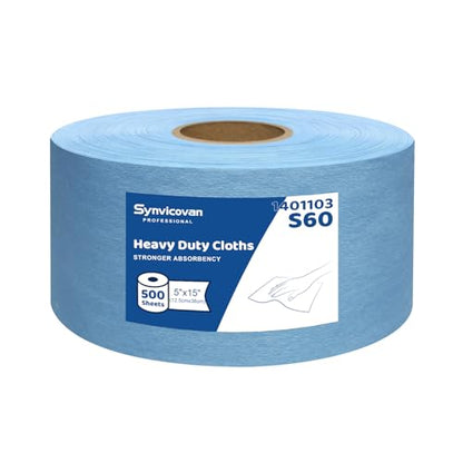 Cleanroom Wipes Heavy Duty Cloths, Lint-Free and Extra Absorbent Towels Jumbo Roll, Blue (15"x 5", 500 PCS) - color: Blue