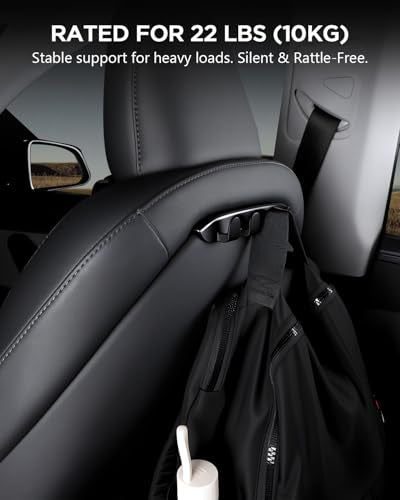 4-Pack Car Hooks for Tesla Model Y Juniper & Model 3 Highland Accessories 2026 2025, Retractable Glove Box Hanger & Rear Seat Clip, Interior Organizer for Handbag, Backpack, Grocery Bag