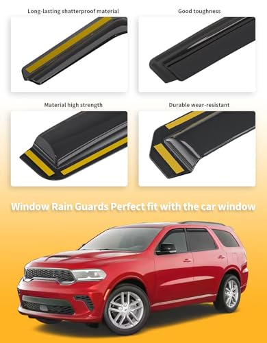 in-Channel Window Rain Guards Fit for Dodge Durango 2011-2026 Extra Durable Window Visors Window Deflectors Vent Visors Vent Shades Car Accessories-4 pcs 2-Q15 - size: Fit for 2011-2026 Dodge Durango
