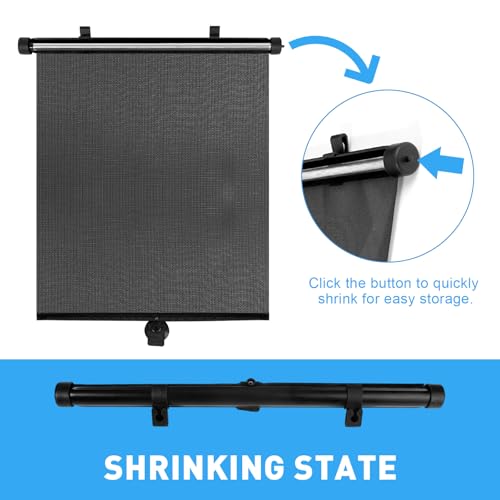 Car Window Shades for Baby, 2 Pack Retractable Side Window Sun Shade with Suction Cups, Blocks UV Rays & Heat Glare Protection, Roller Sunshade for Kids, Pets, and Car Passengers (15x17 Inch)