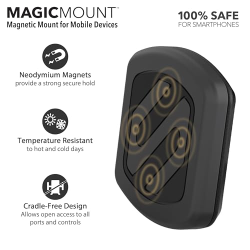 Scosche MAGFMB MagicMount Magnetic Car Phone Holder - Strong Magnet Mount for iPhone/Android - Secure Magnetic Cell Phone Mount for Flat Surfaces - Universal 360° Adjustable Mobile Cellphone Holder - size: 1 Pack, style: Adhesive Flush