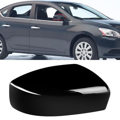 Moonlinks Compatible with Nissan Sentra 2013 2014 2015 2016 2017 2018 2019 Right Side Mirror Cover Replacement, Glossy Black Right Passenger Side Door Rearview Side Mirror Cap Trim - size: Right Black