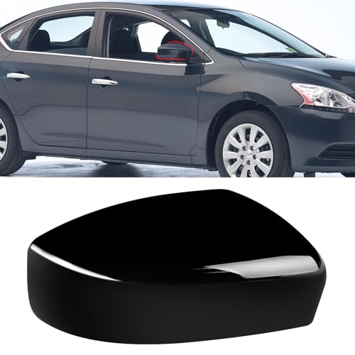 Moonlinks Compatible with Nissan Sentra 2013 2014 2015 2016 2017 2018 2019 Right Side Mirror Cover Replacement, Glossy Black Right Passenger Side Door Rearview Side Mirror Cap Trim - size: Right Black