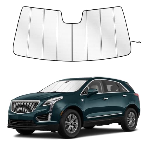 Windshield Sun Shade for Cadillac XT5 2017-2026 Custom Fit Accordion Folding Design Window Sunshade Car Accessories, Full Coverage Sun Visor Protector - Blocks 99% UV Rays - size: Cadillac XT5 2017-2026