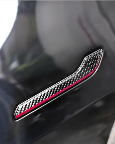 Carbon Fiber Door Handle Cover, Door Handle Protective Cover Decoration Compatible with Tesla Model Y/3 accessories (2017-2025) Highland & Juniper Compatible (4 Pieces) (Red rim with drip) - style: Red rim with drip