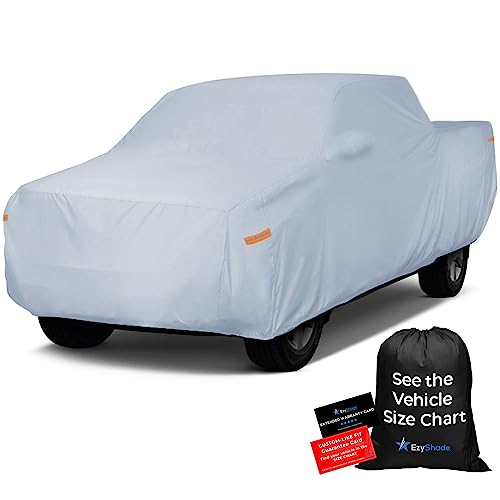 EzyShade 10-Layer Truck Cover Waterproof All Weather. See Vehicle Size-Chart for Accurate Fit. Full Outdoor Pickup Truck Covers for Ford F150 Colorado RAM. Sun Wind Rain. Size T3 (See SizeChart) - color: Reflective, size: T3 - See Vehicle Size Chart