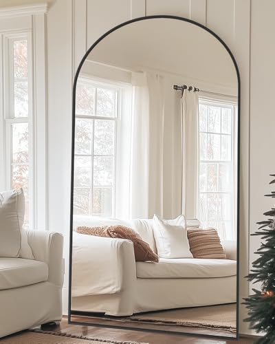 Floor Mirror, 41"×81" Full Length Mirror with Stand for Bedroom Living Room, Black - color: Black, size: 81"L x 41"W