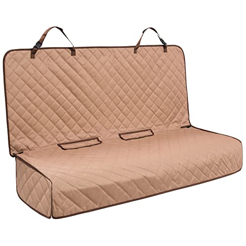 VIEWPETS Bench Car Seat Cover Protector - Waterproof, Heavy-Duty and Nonslip Pet Car Seat Cover for Dogs with Universal Size Fits for Vehicles, Trucks & SUVs(TAN) - color: TAN, size: 49" L × 56" W