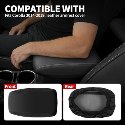 Center Console Armrest Cover Compatible with Toyota Corolla 2014-2019 Accessories, Premium Leather Arm Rest Cover Pad, Car Middle Console Cover (Black) - size: 2014-2019 Toyota Corolla