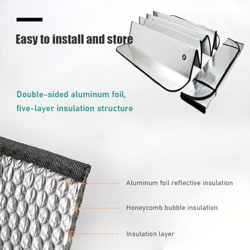 Dickno Car Windshield Sun Shade, 55.1"×27.5" Foldable Front Window Shade Protect Your Car from Sun Heat & Glare Best UV Ray, Auto Windscreen Sun Blocker Shield with 2 Side Window Shades