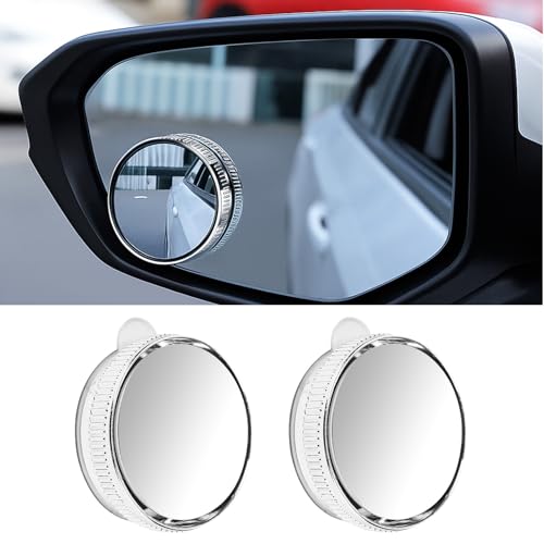 2PCS Blind Spot Mirror for Cars, Round HD Glass Car Blind Spot Mirror with Suction Cup, Convex 360° Wide Angle Side Rear View Mirrors, Adjustable Reusable Mini Rear View Mirrors (Silver) - color: Silver