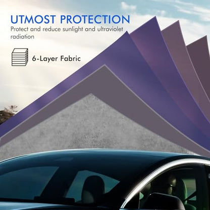 Tesla Model 3 Car Cover Waterproof All Weather, 6 Layers Outdoor Full Exterior Cover Rain Sun UV Snowproof Protection with Zipper Cotton, Mirror Pocket and Charging Port - style: Model 3-Red