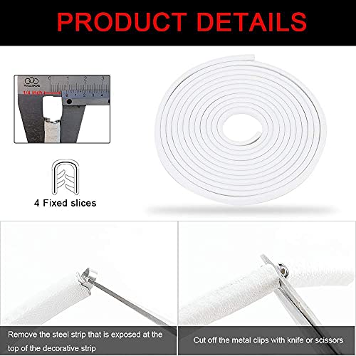 Winunite 65.6ft(20m) Car Door Edge Guards White – Fits Most Vehicles, No Glue, U-Shaped, Built-in Metal Clips, Scratch and Chip Resistant – Reduces Dings in Parking Lots - color: white, size: 65-3/5Ft