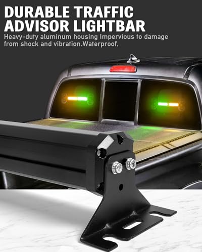 HLauto 1002L Emergency Strobe Traffic Advisor Light Bar: 40 LED Dash Safety Warning Flashing Light, Front/Rear Windshield Visor for Construction Vehicle, Tow/Plow Truck (2x10.7inch, Amber Green) - color: #03 Amber/Green