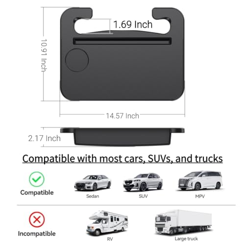 2 In 1 Steering Wheel Desk, Universal Steering Wheel Tray Table With Seat Gap Filler Organizer in Between Seat Organizer Car Food Tray For Laptop, Eating, Writing Work Road Trip