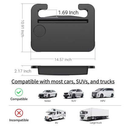 2 In 1 Steering Wheel Desk, Universal Steering Wheel Tray Table With Seat Gap Filler Organizer in Between Seat Organizer Car Food Tray For Laptop, Eating, Writing Work Road Trip