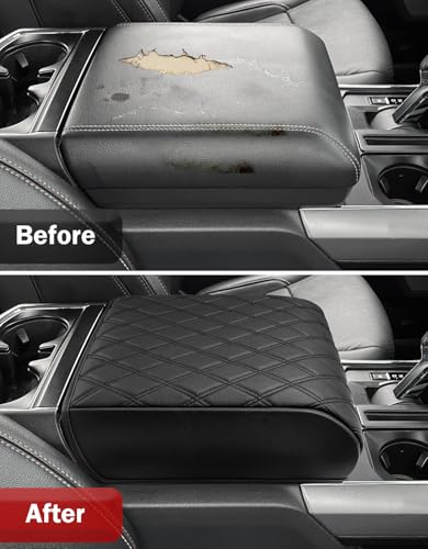 KBH Center Console Armrest Cover for 2021-2026 Ford F150, Middle Console Lid Protector, Arm Rest Box Cushion, Anti-Scratch, Black (Fits Bucket Seat Console Only) - size: Bucket Seat, 21-26 F150, Black