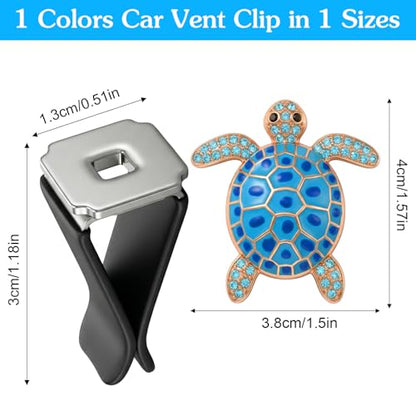 Ouligay 2PCS Cute Sea Turtles Car Air Freshener Vent Clip, Sea Turtles Car Accessories, Blue Turtle Cars Vent Clips Rhinestone, Ocean Theme Interior Decoration for Women Girls