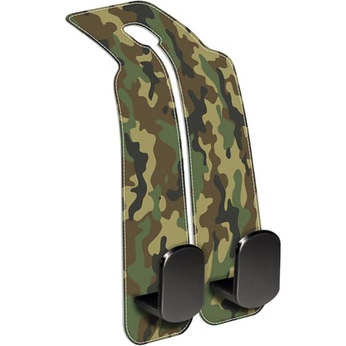 Camouflage Car Headrest Purse Hanger Camo Hunting Forest 1 Pack Bag Purse Holder for Car Premium Leather Double Metal Hook for Handbags, Grocery Bags and Phones - color: Camouflage