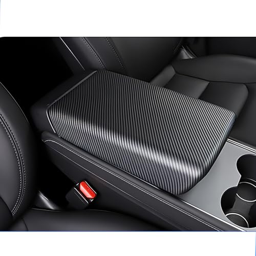 Tesla Model 3 / Y Arm Rest Cover & Center Console Cover, Compatible with 2017-2023 Model 3 and 2020-2024 Model Y, ABS Material Scratch Resistant (Matte Carbon Fiber Pattern) - color: Matte Carbon Fiber Pattern, size: Model 3/Y