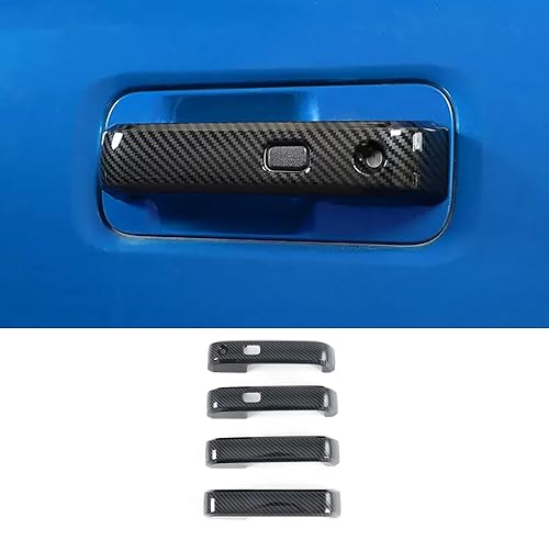 Car Accessories Exterior Door Handle Decor Cover Trim with Smart Keyhole Carbon Fiber Style Fit for 2015-2020 Ford F150 2017-2020 Ford F250HD/F350HD ABS 4 PCS - color: Carbon Fiber Style, size: With Smart Keyhole