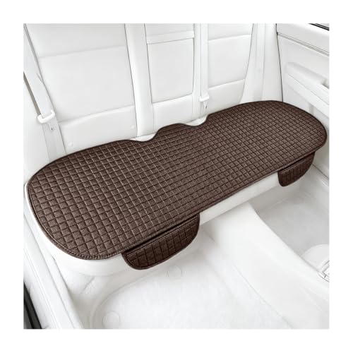 Car Back Seat Cover, Long Bottom Vehicle Rear Seat Protector with Storage Pockets, Breathable Linen Automotive Backseat Bench Cushion Pad Accessories, Universal for SUV Trucks (Coffee) - color: Coffee