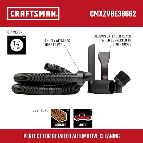 CRAFTSMAN CMXZVBE38662 1-1/4 in. Car Cleaning Wet Dry Vac Attachment Kit for Auto Detailing, Fits Most Vacs with a 2-1/2 in. Drum Inlet, Not Compatible with CMXEVBE17250 and CMXEVBE17678 Vacs - size: Car Cleaning Kit