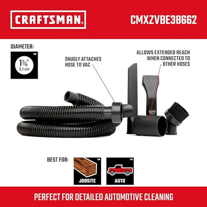 CRAFTSMAN CMXZVBE38662 1-1/4 in. Car Cleaning Wet Dry Vac Attachment Kit for Auto Detailing, Fits Most Vacs with a 2-1/2 in. Drum Inlet, Not Compatible with CMXEVBE17250 and CMXEVBE17678 Vacs - size: Car Cleaning Kit