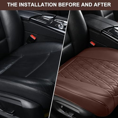 TIEHESYT Brown Car Seat Covers, 1PCS Seat Covers Bottom Protector, Breathable Nappa Leather Car Seat Covers Anti-Slip, Full Wrapping Edge Compatible with Most of Vehicles - SUVs/Sedans/Pickup Trucks - color: Brown Diamond, size: 1 PCS
