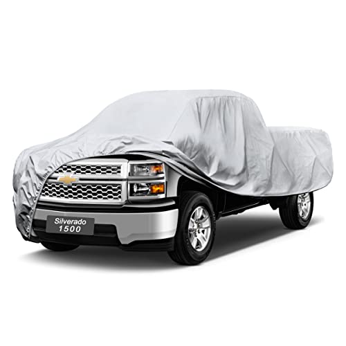 GUNHYI Pickup Truck Cover - Waterproof All Weather, 6 Layer Heavy Duty, Universal Fit Ford F150, Chevy Silverado, GMC Sierra, Dodge Ram 1500 Extended/SuperCrew Cab (Up to 248 inch) - color: Silver, size: Truck Xl-length Up to 248 Inch
