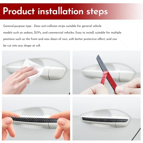 4PCS Car Door Anti-Collision Strip, Car Door Edge Guards, Carbon Fiber Auto Edge Guard Protection Trim, Auto Exterior Accessories Bumper Protector Strips Trim Cover Fit for Most Vehicles