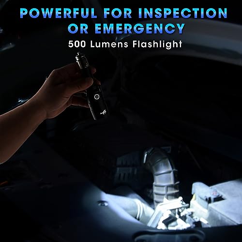 Small Safety Wand Flashlight for Traffic,Car,Emergency | Cigarette Lighter & USB C Rechargeable Torch with Seat Belt Cutter - color: Black