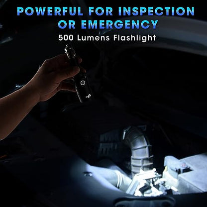 Small Safety Wand Flashlight for Traffic,Car,Emergency | Cigarette Lighter & USB C Rechargeable Torch with Seat Belt Cutter - color: Black