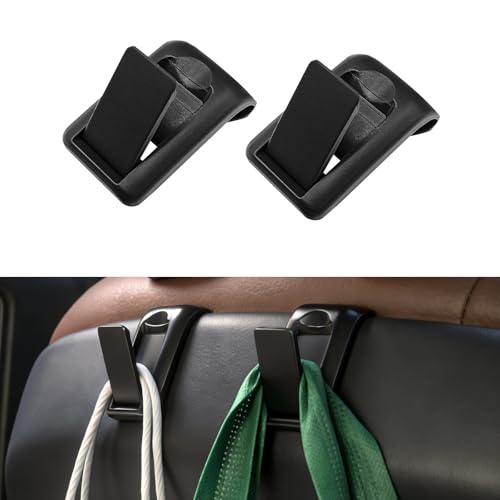 2 Packs Upgraded Foldable Car Seat Headrest Hidden Hooks for Volvo XC90 XC60 XC40 S90 S60 C70 V90 V60 EX30 EX90 60/90 Series Accessories, Storage Organizer for Purse Bag Toy Bottle