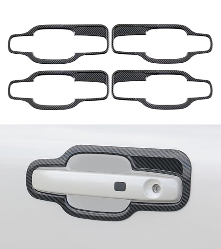 Exterior Door Handle Cover Trims Fit for 2024 2025 2026 Ford Ranger XL XLT Lariat Raptor, 4 Pack Carbon Fiber Style Exterior Door Handle Covers Decoration (Exterior Door Handle Frame) - color: Exterior Door Handle Frame