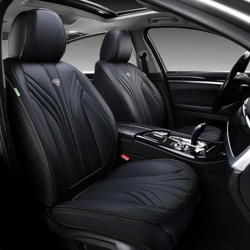 FLORICH Car Seat Covers, Black Leather Car Seat Covers Front Seats, Premium Leatherette Car Seat Cushion for Cars, Automotive Seat Protectors Universal Fit for Most Sedans Cars SUV Trucks - color: Jet Black, size: Front