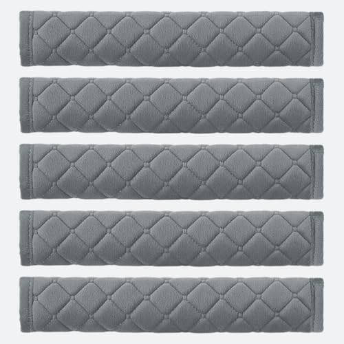 5PCS Extra Long Car Seat Belt Cover Pads, Soft Breathable Auto Seat Shoulder Strap Pad for Protecting Neck, Vehicle Interior Seatbelt Protector Accessories for Most Cars (Grey) - color: Grey