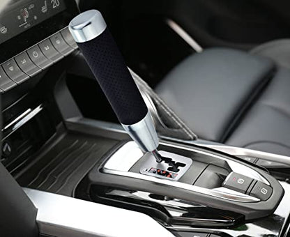 7" Long Weighted Gear Shifter Knob Leather Covered Alloy Car Stick Shift Lever Handle Fit Most Manual Vehicles, Silver - color: Silver