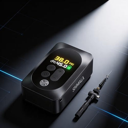 Mini Electric Bike Pump, 120g Ultra-Light 150 PSI Portable Bike Tire Inflator with Digital Gauge, USB-C Rechargeable Auto-Stop, Presta & Schrader for Road Mountain E-Bike - color: Mini Black