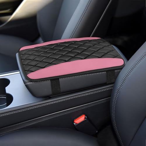 Car Center Console Cushion Pad, Car Armrest Cover, Universal Leather Waterproof Armrest Seat Box Cover, Car Interior Decor Accessories Comfortable Auto Armrest Cover Protector for Cars (Pink) - color: Pink